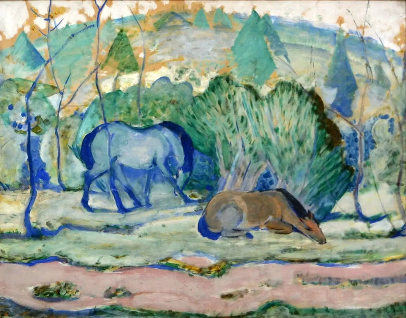 Paarden in de wei - Franz Marc