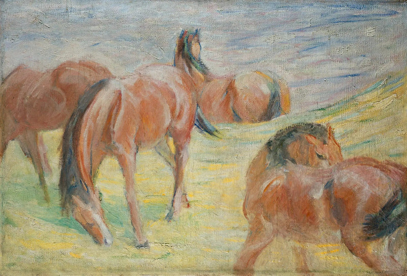 Paarden in de wei I - Franz Marc