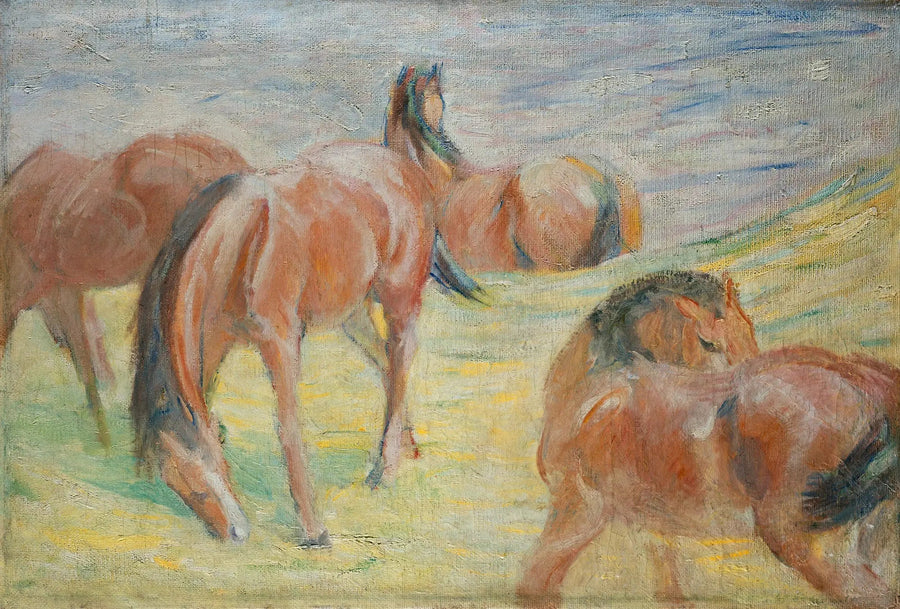 Paarden in de wei I - Franz Marc