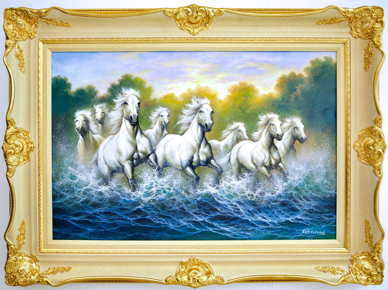 Witte Paarden en Rivieren  | 90x60cm