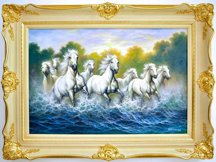 Witte Paarden en Rivieren  | 90x60cm