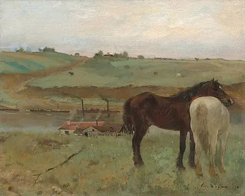 Chevaux dans un pré - Edgar Degas image 1 reproduction d’œuvre d’art à l’huile