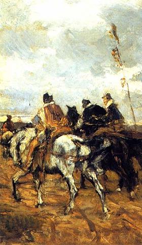 Paarden en ridders - Giovanni Boldini
