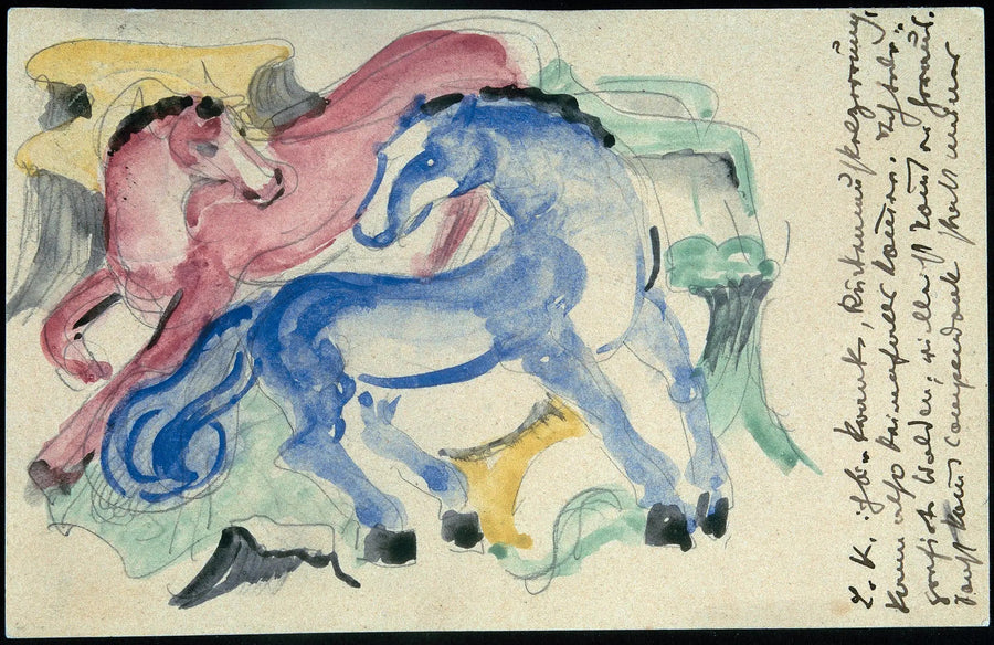 Rode en blauwe paarden - Franz Marc
