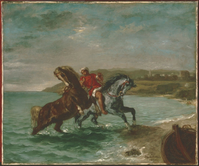 Paarden die uit de zee komen - Eugène Delacroix