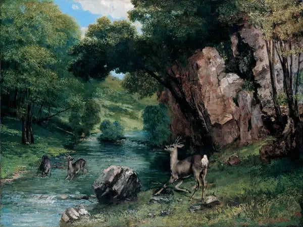 Ree in een beekje - Gustave Courbet