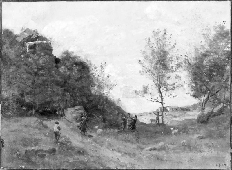 Chevrier in een landschap - Jean-Baptiste Camille Corot