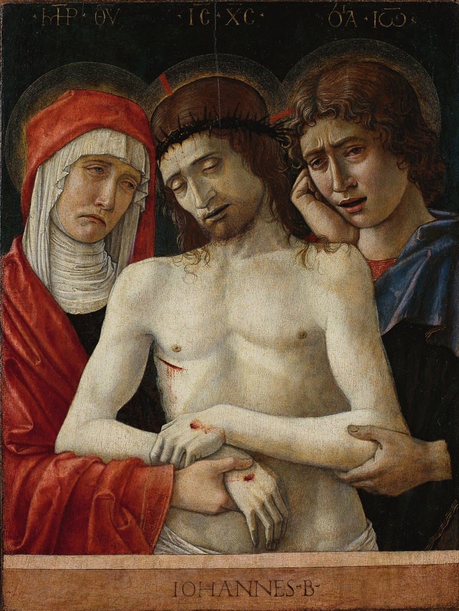 Christus gestorven omringd door Maria en Johannes de Evangelist - Giovanni Bellini