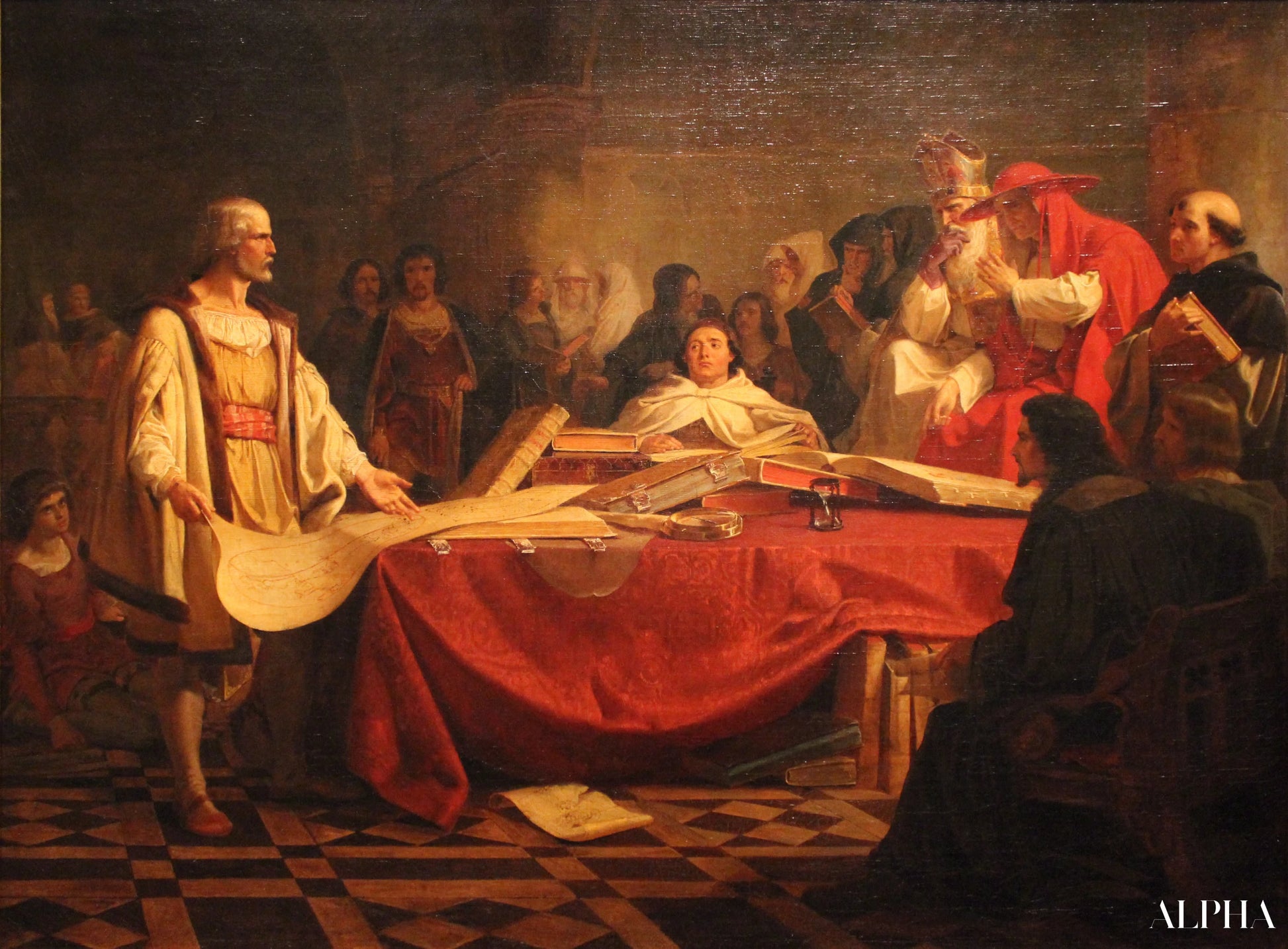 Christoffel Columbus voor de Raad van Salamanca - Emanuel Leutze - Reproducties van schilderijen en hoogwaardige schilderijen