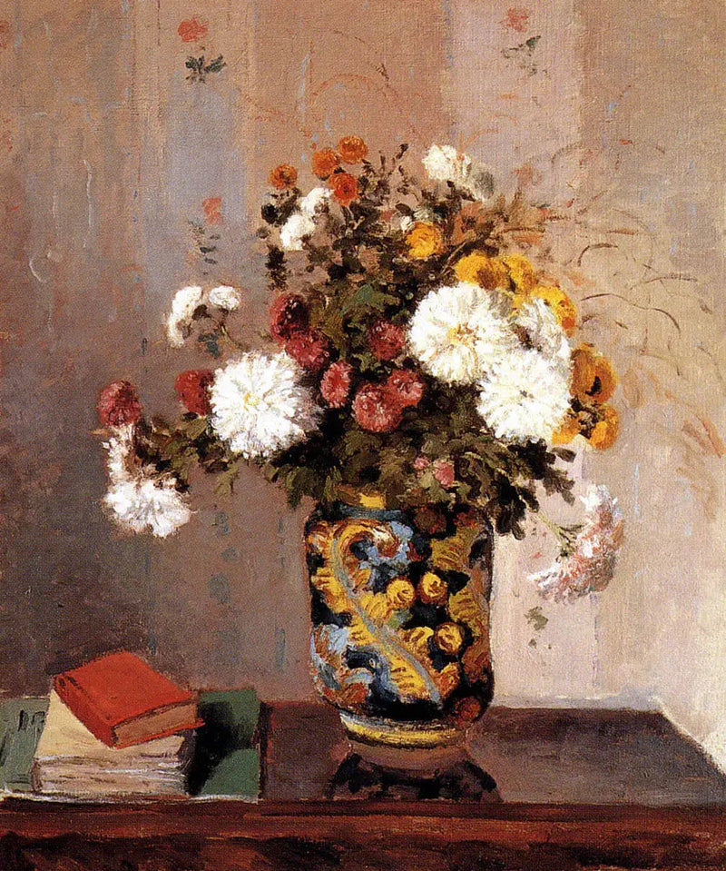 Chrysanten in een Chinese vaas - Camille Pissarro