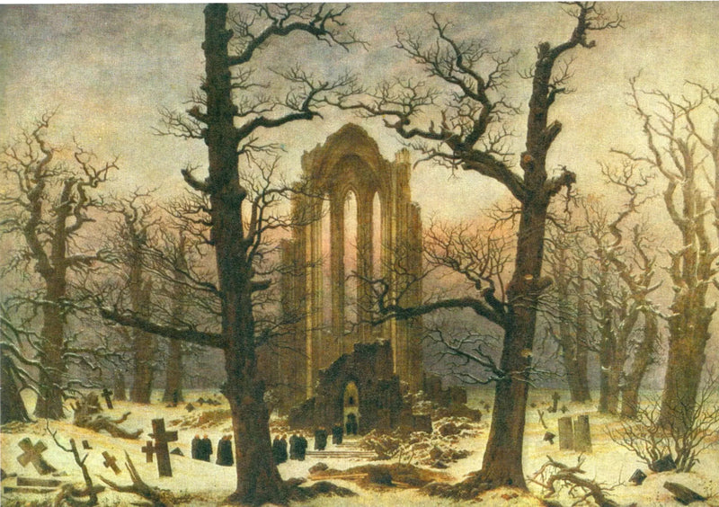 Begraafplaats van een klooster onder de sneeuw - Caspar David Friedrich