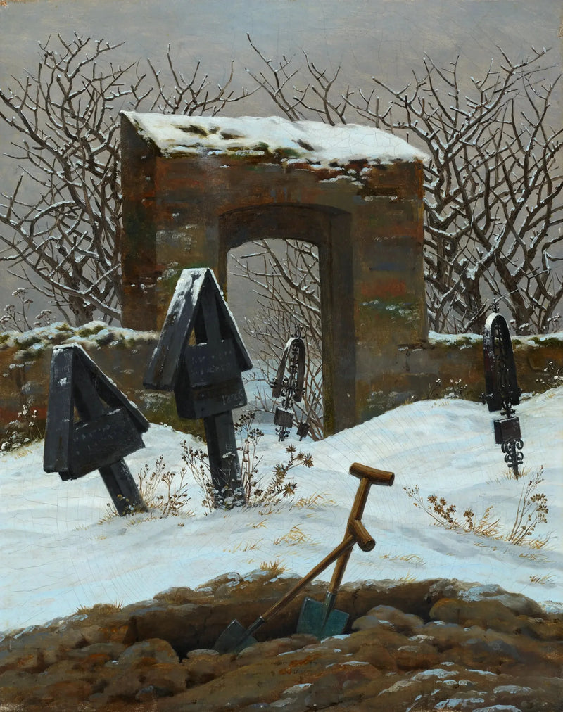 Begraafplaats onder de sneeuw - Caspar David Friedrich