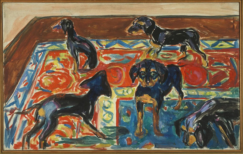 Vijf Puppies op de Tapijt - Edvard Munch