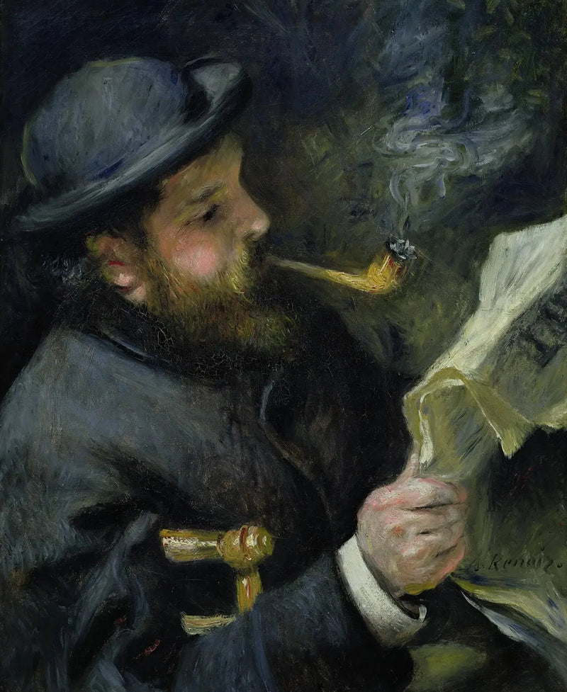 Claude Monet die leest - Pierre-Auguste Renoir