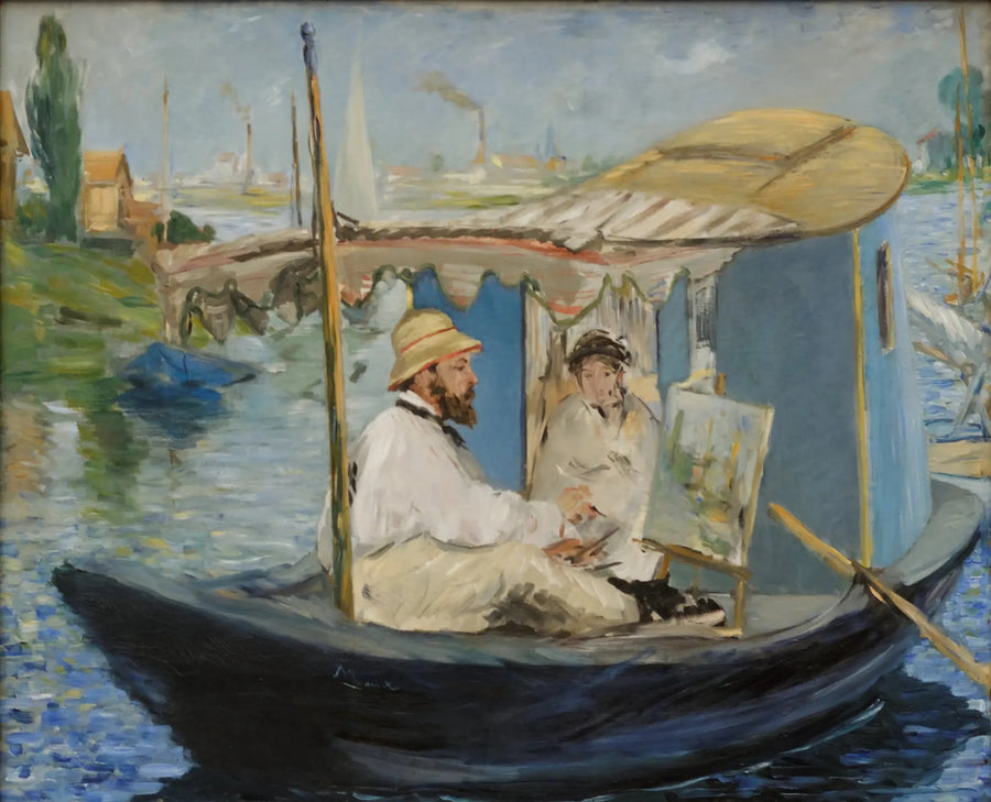 Claude Monet schilderend in zijn atelier - Édouard Manet