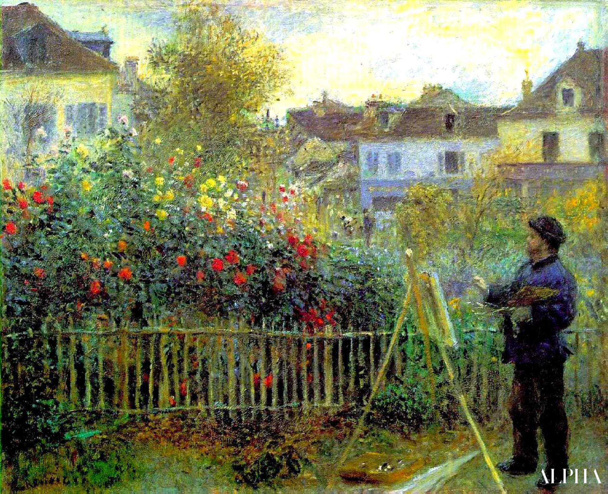 Claude Monet die in zijn tuin in Argenteuil schildert - Pierre-Auguste Renoir - Reproducties van schilderijen en hoogwaardige schilderijen