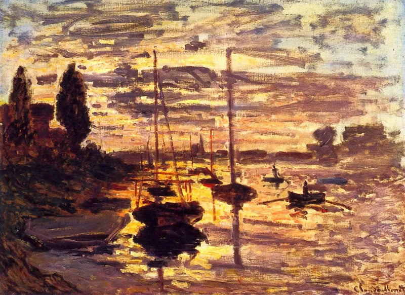 Bij Petit-Gennevilliers, ondergaande zon W338 - Claude Monet