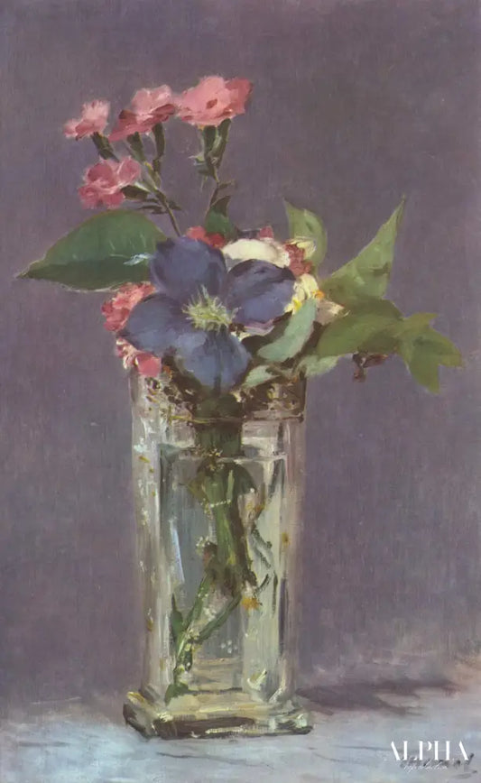 Clematis dans un vase en cristal - Edouard Manet - Reproductions de tableaux et peintures haut de gamme