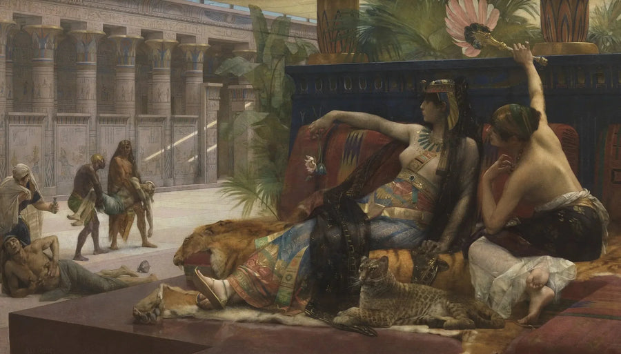 Cleopatra legt gifstoffen op doodvonnissen - Alexandre Cabanel

Source:
Cléopâtre impose des poisons sur des condamnés à mort - Alexandre Cabanel