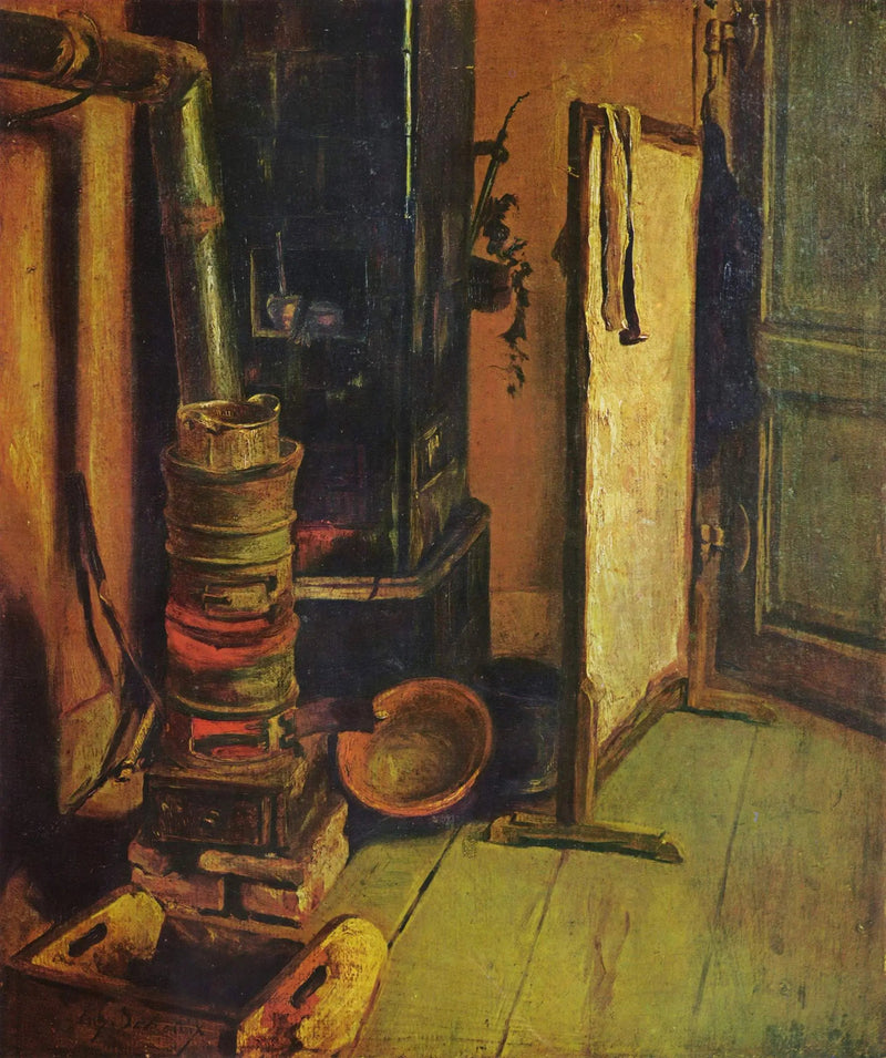 Hoek van de werkplaats. De Kachel - Eugène Delacroix