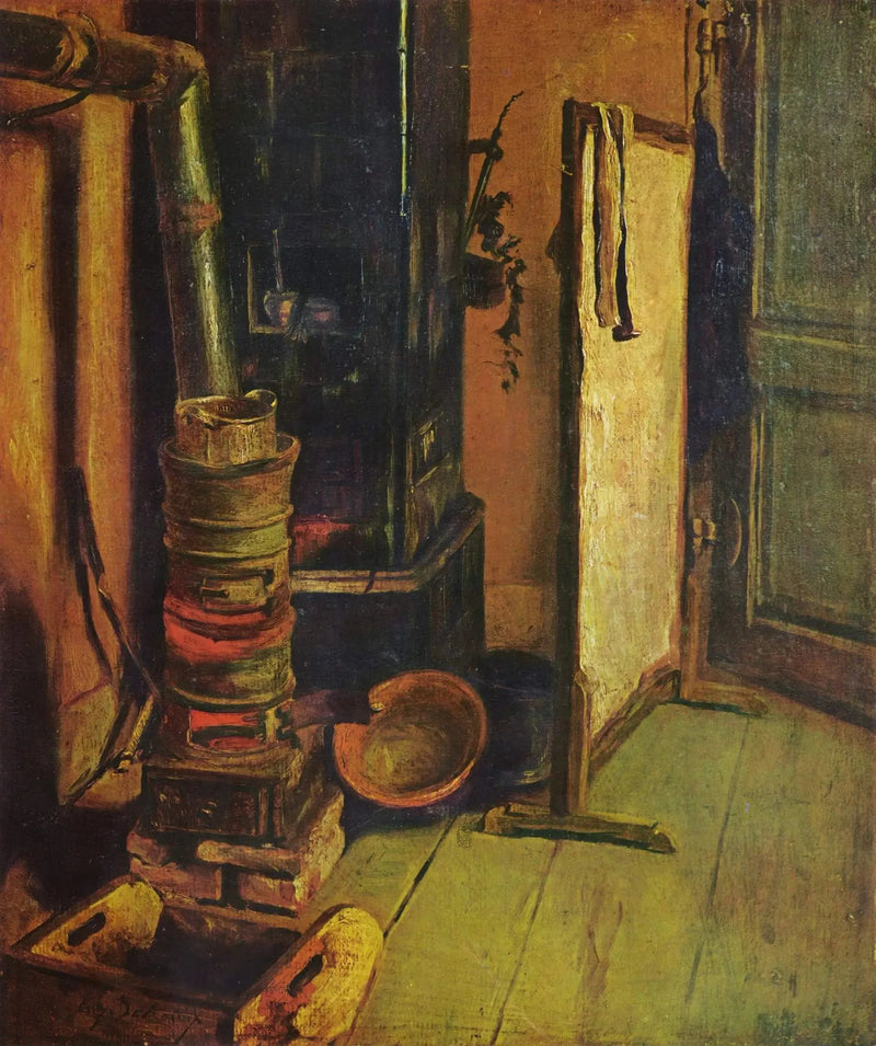 Hoek van de werkplaats. De Kachel - Eugène Delacroix