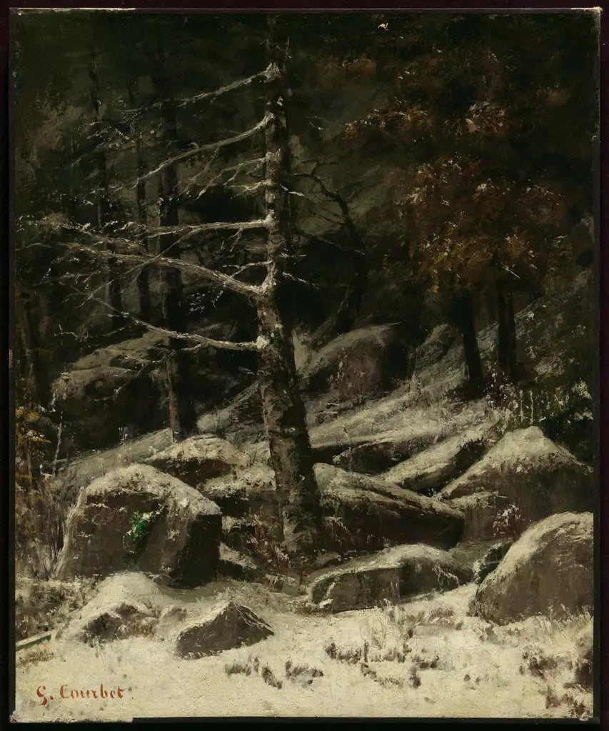 Bosrijke heuvel in de winter - Gustave Courbet
