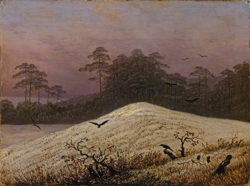 sneeuwheuvel met kraaien - Caspar David Friedrich