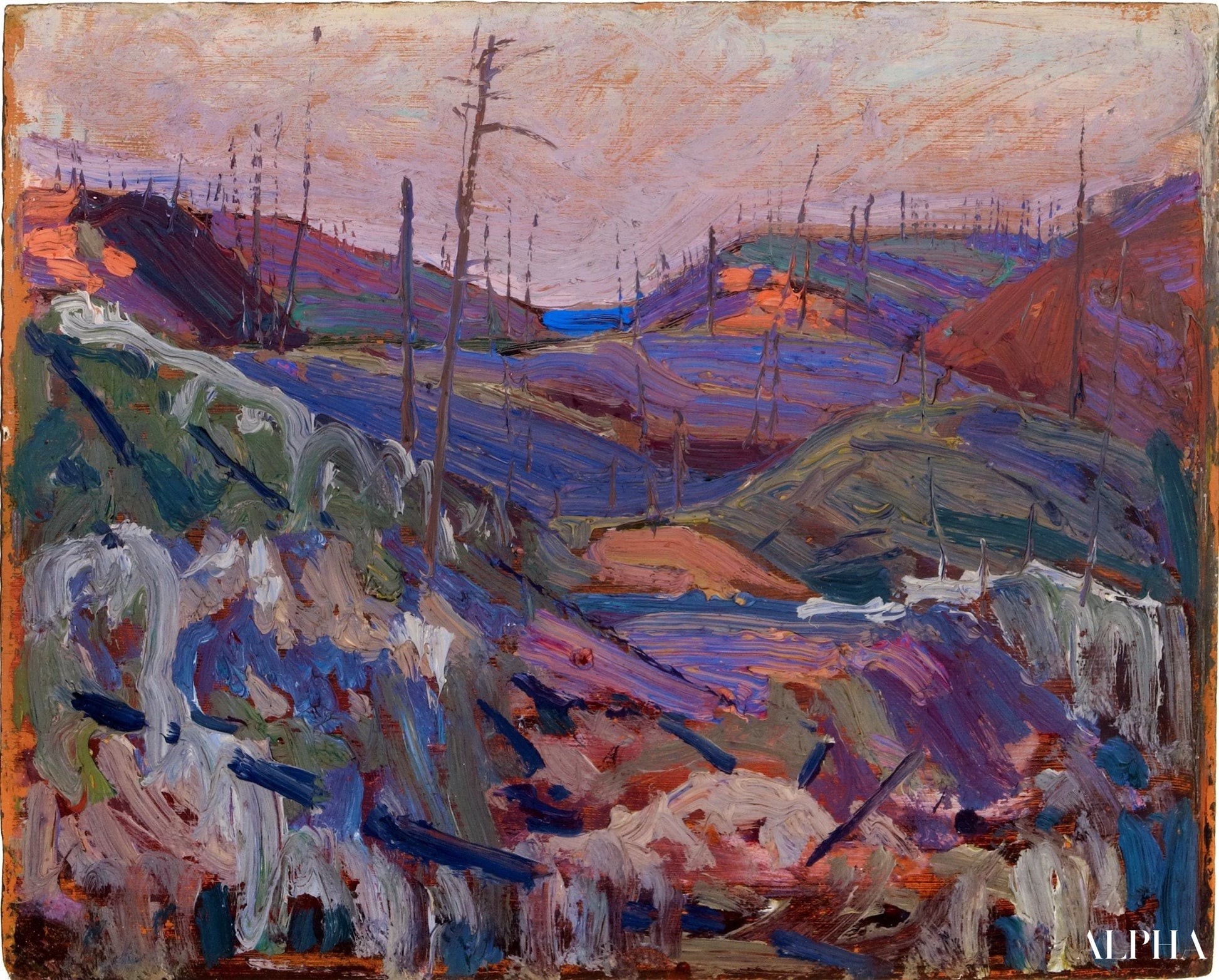 Vuurgeveegde heuvels - Tom Thomson - Reproducties van schilderijen en hoogwaardige schilderijen