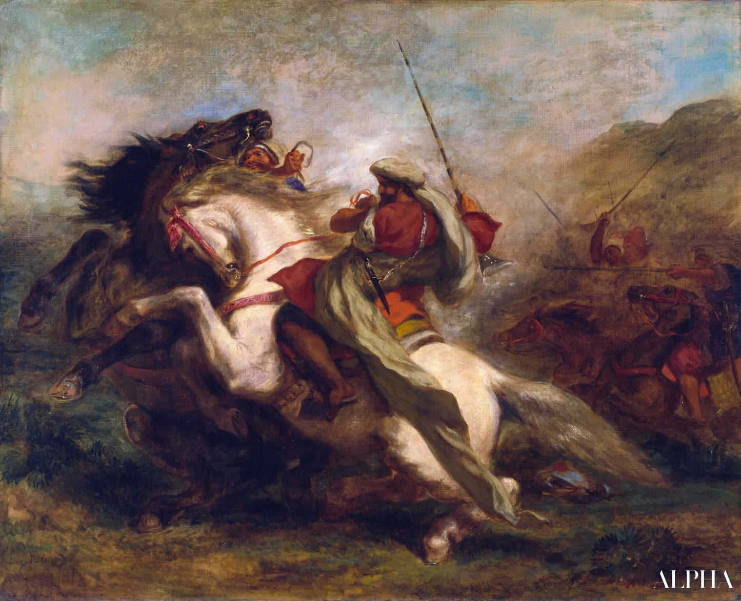 Botsing van Moorse ruiters - Eugène Delacroix - Reproducties van schilderijen en hoogwaardige schilderkunst