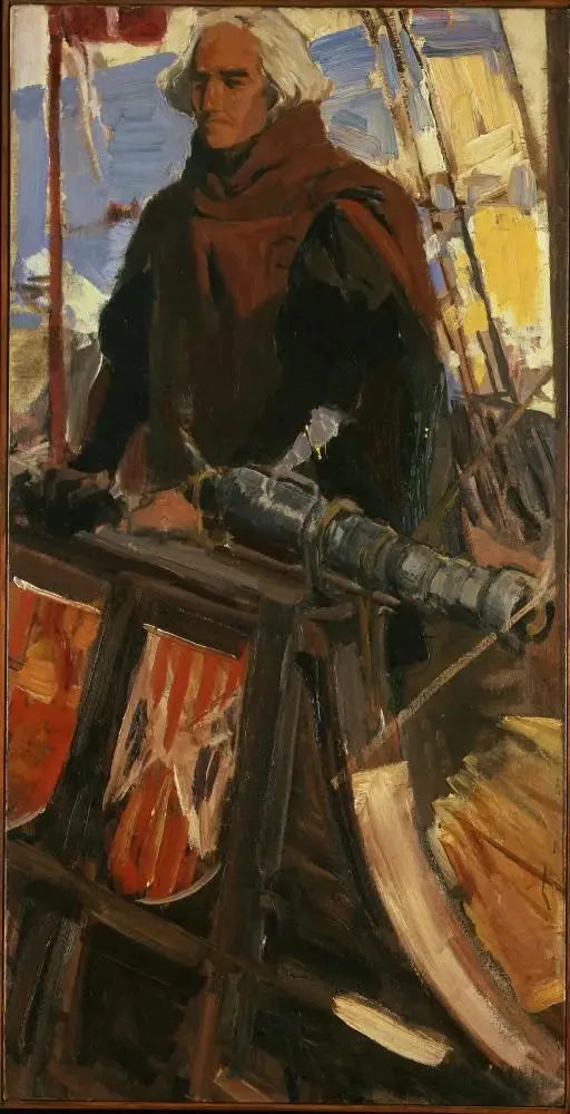 Colomb die Palos verlaat (Aan de Gunwhale, met Falconet) - Joaquín Sorolla