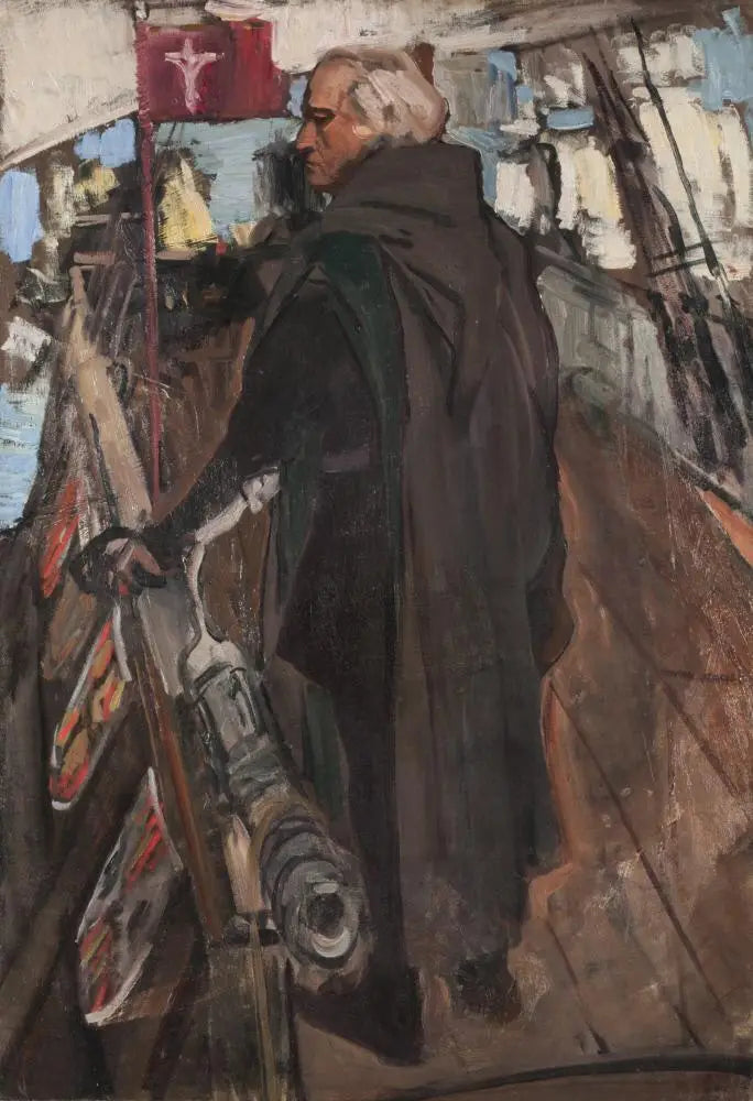 Colomb die Palos verlaat (van achteren, met Falconet) - Joaquín Sorolla