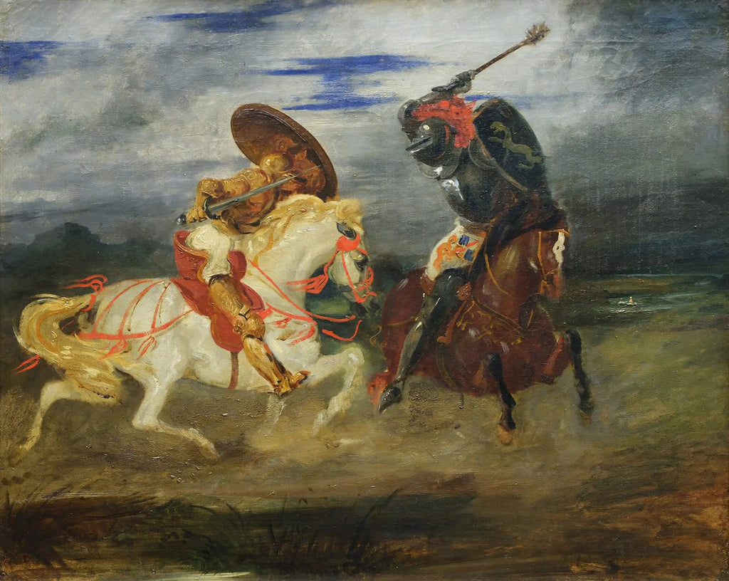 Combat de chevaliers dans la campagne - Eugène Delacroix image 1 tableau peint à l’huile sur toile
