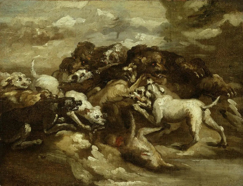 Gevecht tussen honden en beren - Théodore Géricault