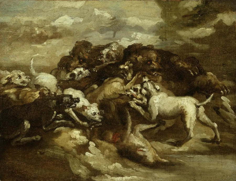 Gevecht tussen honden en beren - Théodore Géricault