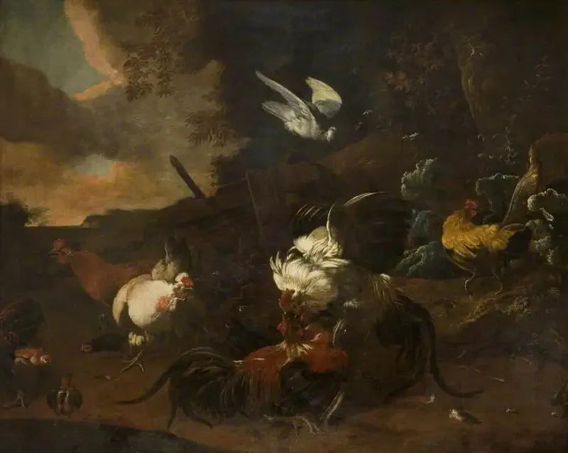 Gevecht tussen hanen (« Oorlog en Vrede ») - Melchior de Hondecoeter