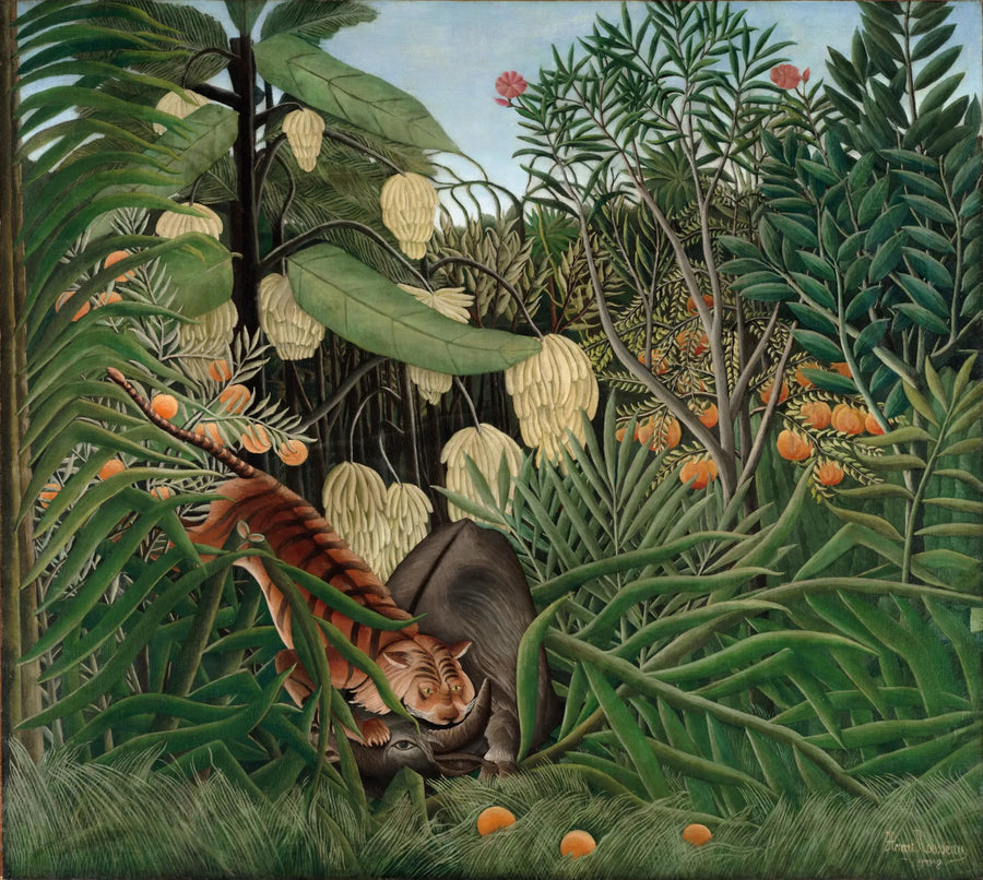 Gevecht tussen tijger en buffel - Henri Rousseau
