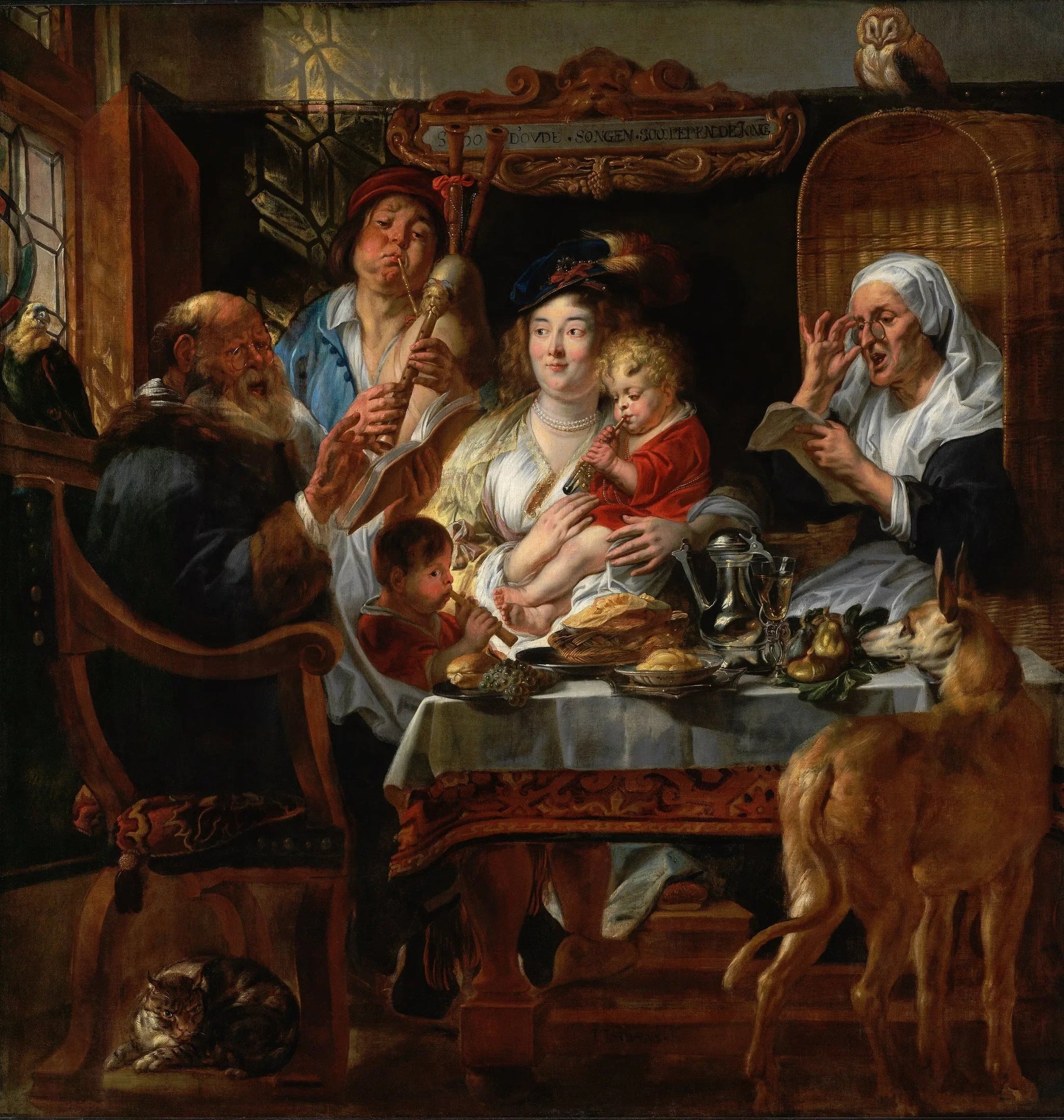 Comme chantent les anciens, ainsi jouent les jeunes - Jacob Jordaens image 1 reproduction d’œuvre d’art à l’huile