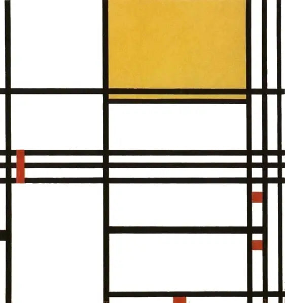 Compositie 9 met zwart, wit, geel en rood - Piet Mondrian