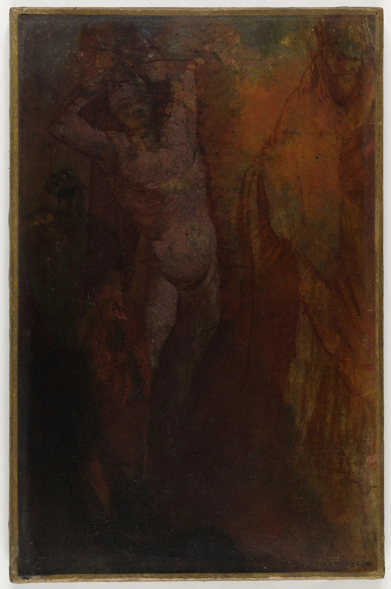 Samenstelling met drie personages (Flagellatie?) - Odilon Redon