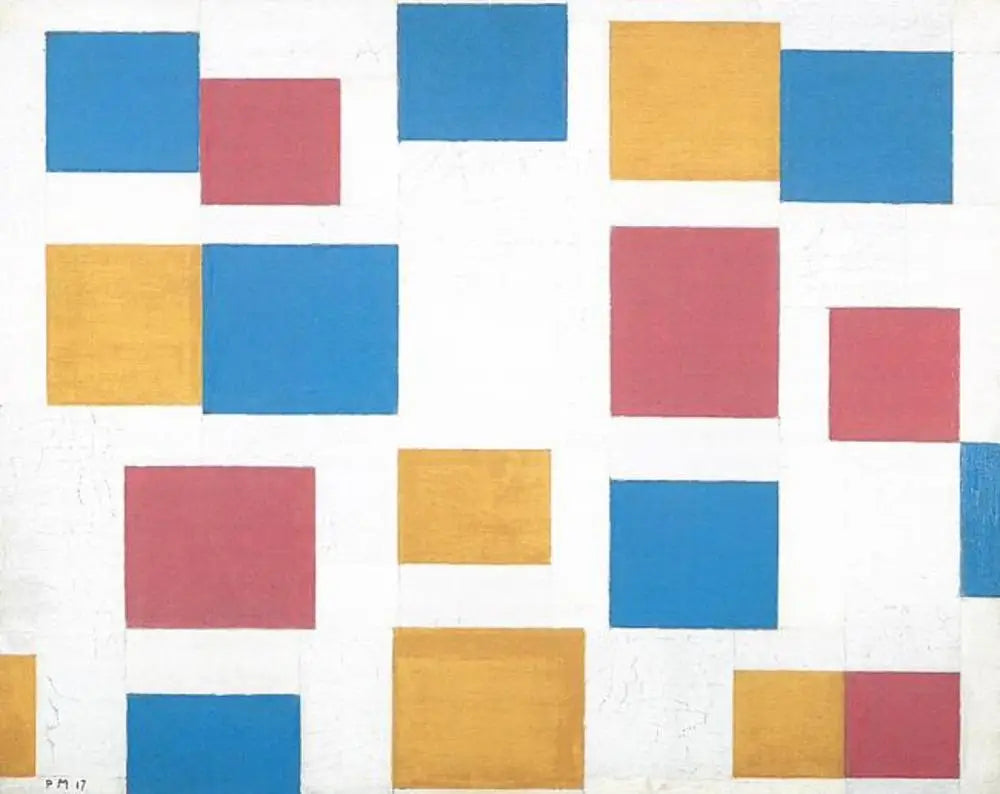 Reproduction du tableau « Composition avec plans de couleurs 4 - Piet Mondrian » par Alpha Reproduction en peinture à l’huile