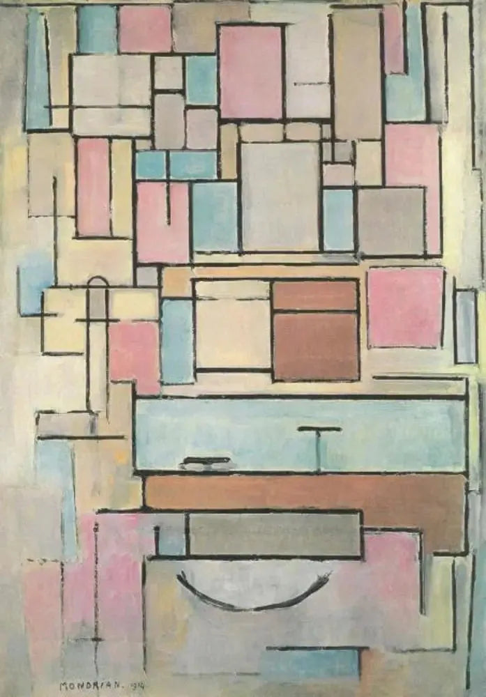 Compositie met kleurplannen: gevel - Piet Mondrian