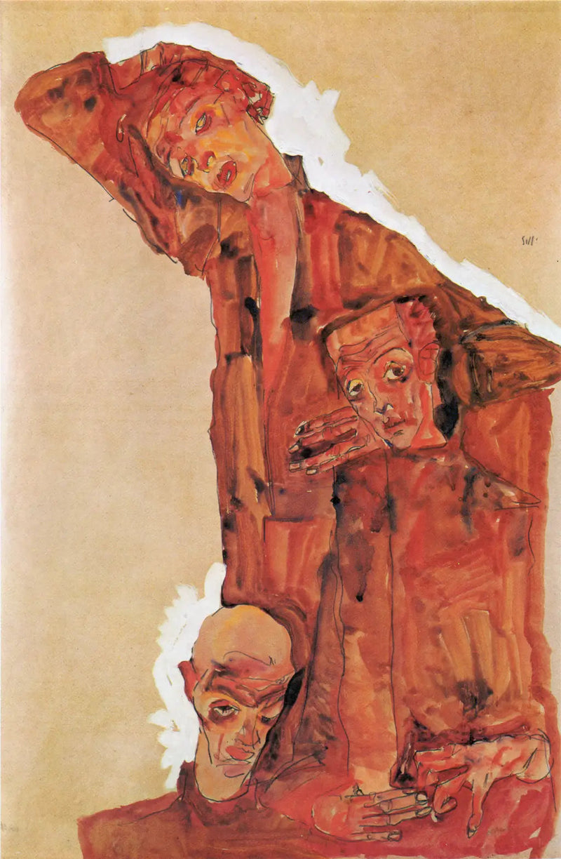 Compositie naar Portret van drie mannen (Zelfportret) - Egon Schiele
