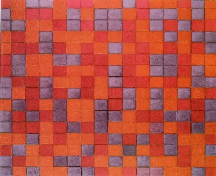 Compositie Damier, Donkere kleuren - Piet Mondrian