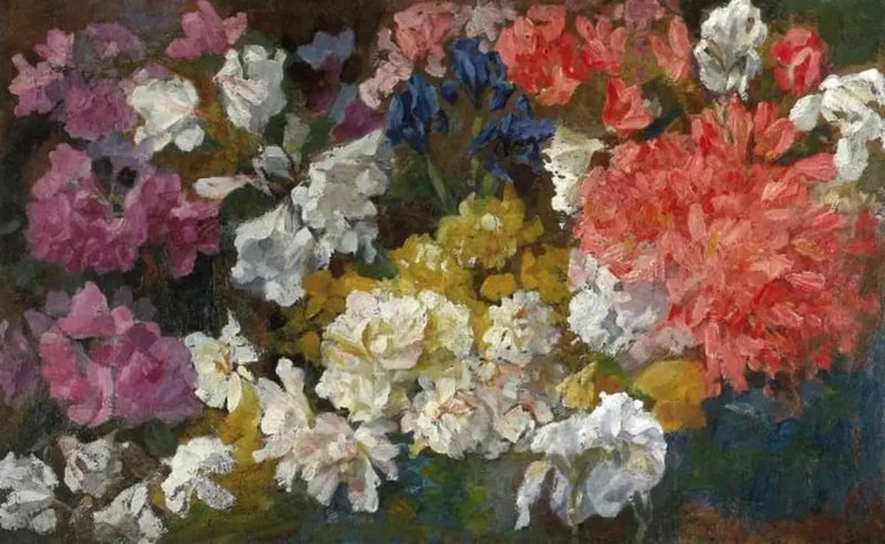 Bloemstuk met rododendrons en iris - Piet Mondrian