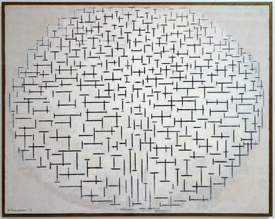Reproduction du tableau « Composition n°10 (Jetée et Océan) - Piet Mondrian » par Alpha Reproduction en peinture à l’huile