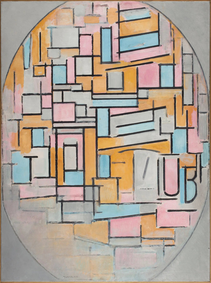 Ovale compositie met kleurpanelen 2 - Piet Mondrian