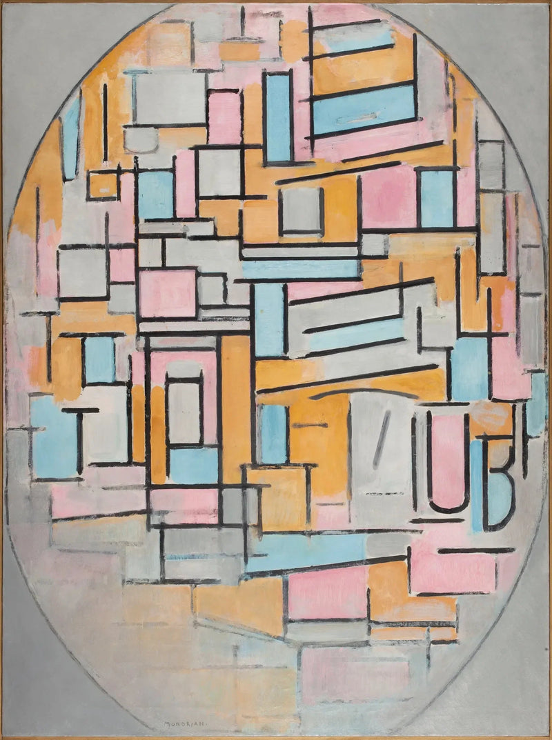 Ovale compositie met kleurpanelen 2 - Piet Mondrian