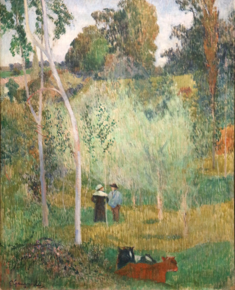 Gesprek in de weiden, Pont-Aven - Paul Gauguin
