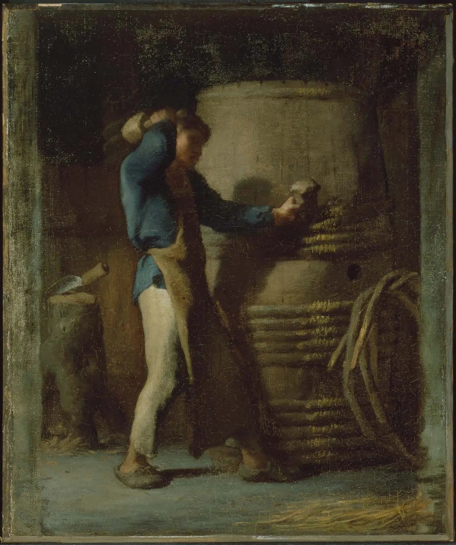 Cooper die de planken van een ton snijdt - Jean-François Millet