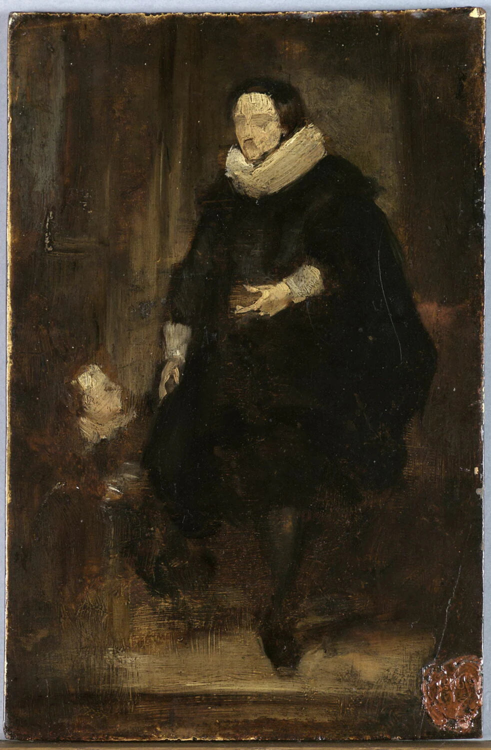 Copie d'après Antoon Van Dyck, portrait d'un homme de qualité et de son enfant - Eugène Delacroix